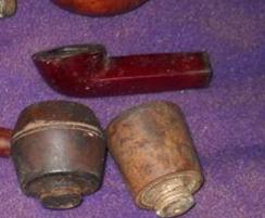 Bakelite bowl base and two potential bowls before beginning the process of refurbishing.