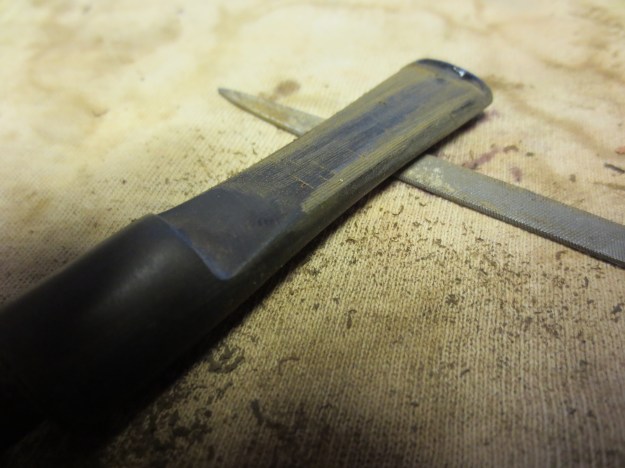 Figure 3 The underside of the stem. I used a file to sand down the edges and the flat blade of the stem.
