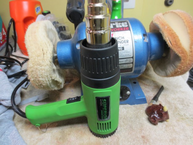 Figure 12 Heat gun set up and ready to use to bend the stem.