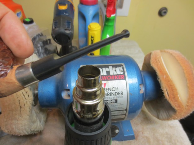 Figure 13 Heating up the vulcanite stem.