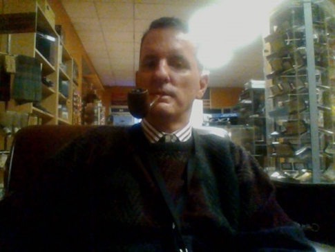 The author enjoying the pipe.