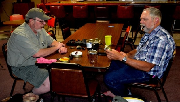 Chuck with Victor Rimkus in a rare peaceful moment.